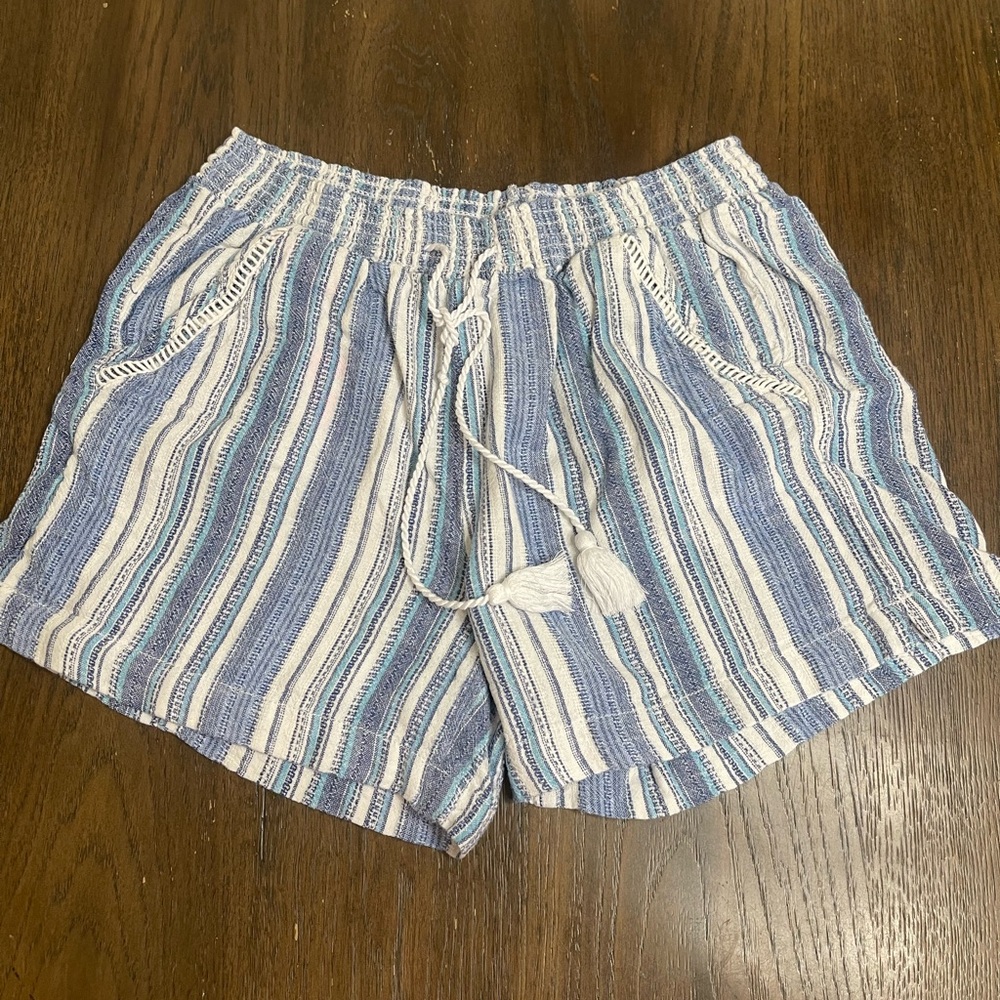 Striped Blue and White Women's Shorts
